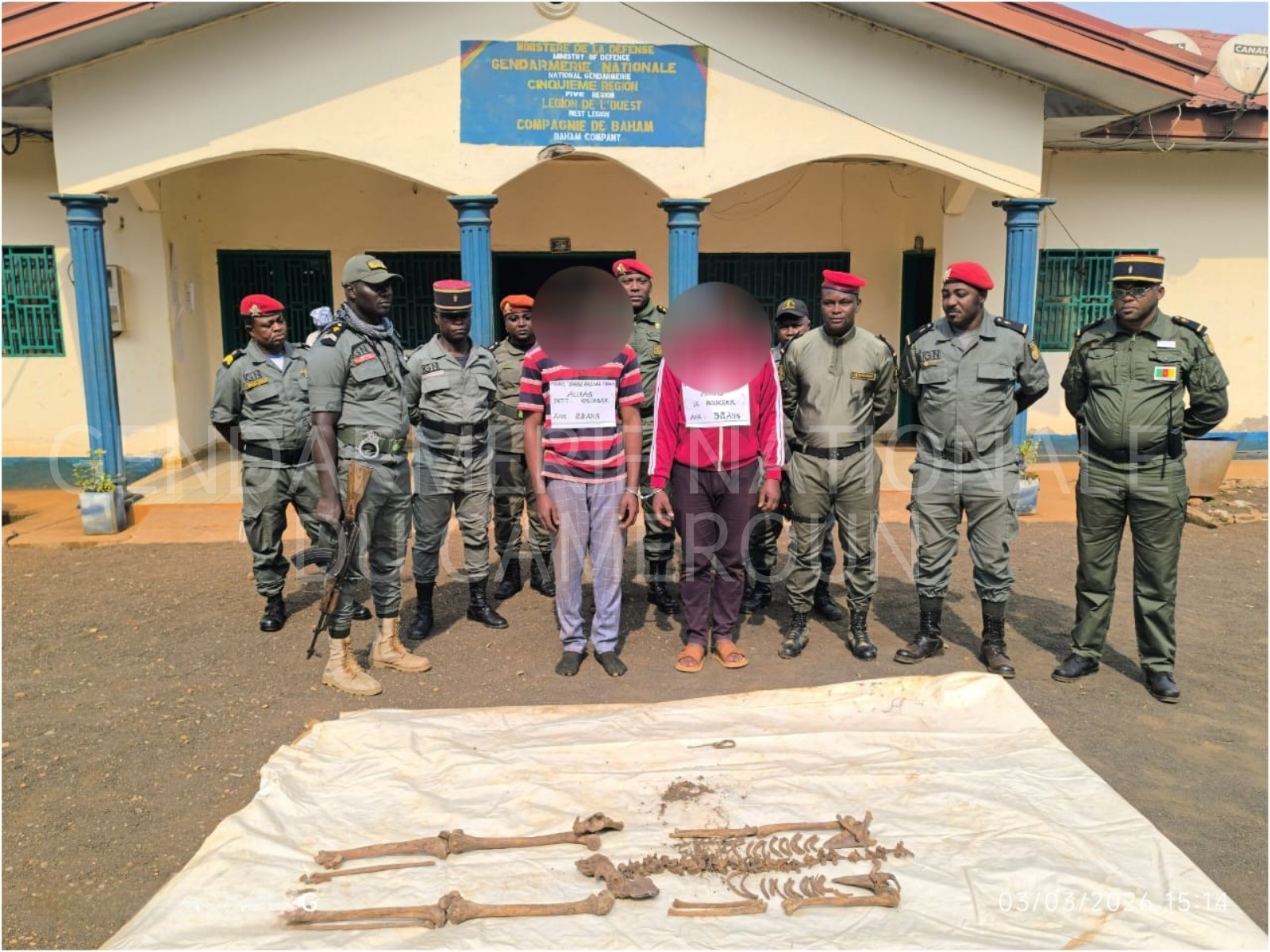 TWO ALLEGED HUMAN BONES TRAFFICKERSNARRESTED BY THE BAHAM GENDARMERIE COMPANY IN THE WEST REGION