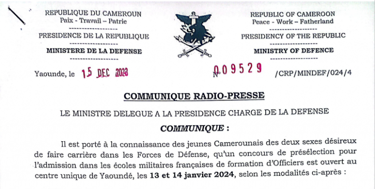Concours de présélection pour l’admission dans les écoles militaires françaises de formation d’Officiers.