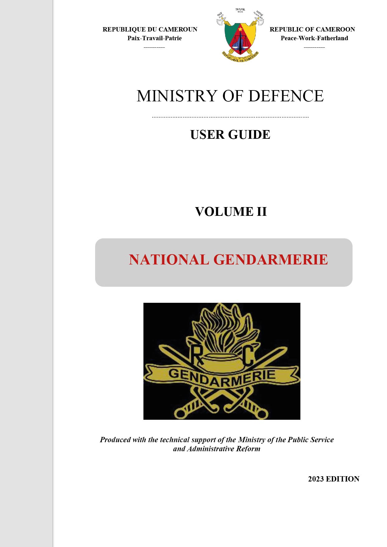 USER GUIDE NATIONAL GENDARMERIE VOLUME II