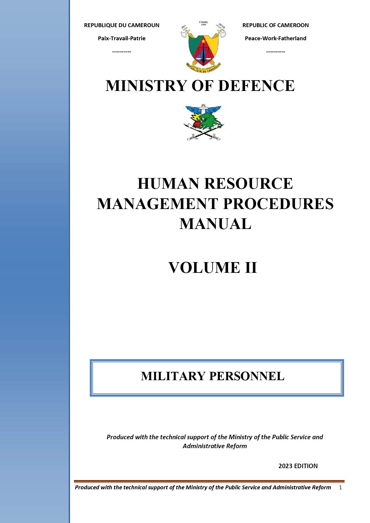 HUMAN RESOURCE MANAGEMENT PROCEDURES MANUAL MILITARY PERSONNEL VOLUME II