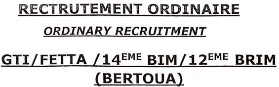 ORDINARY RECRUITMENT GTI/FETTA 14EME BIM/12EME BRIM BERTOUA