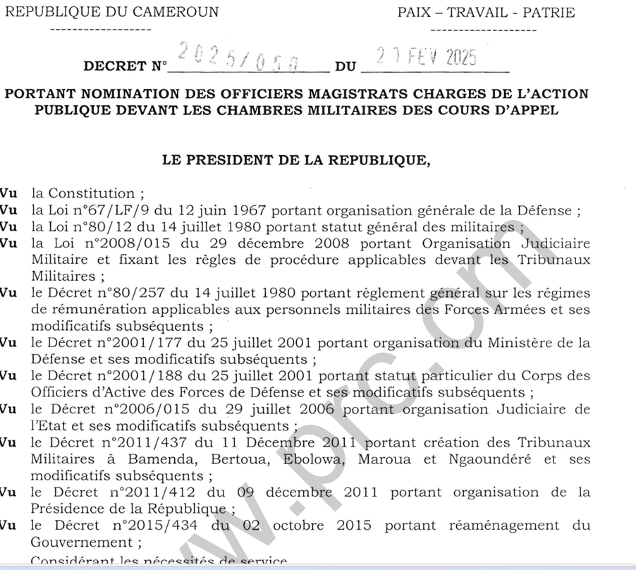 Decret-N°2025050-du-21-fevrier-2025-portant-nomination-des-Officiers-Magistrats-charges-de-l’Action-Publique-devant-les-Chambres-Militaires-des-Cours-dAppel.