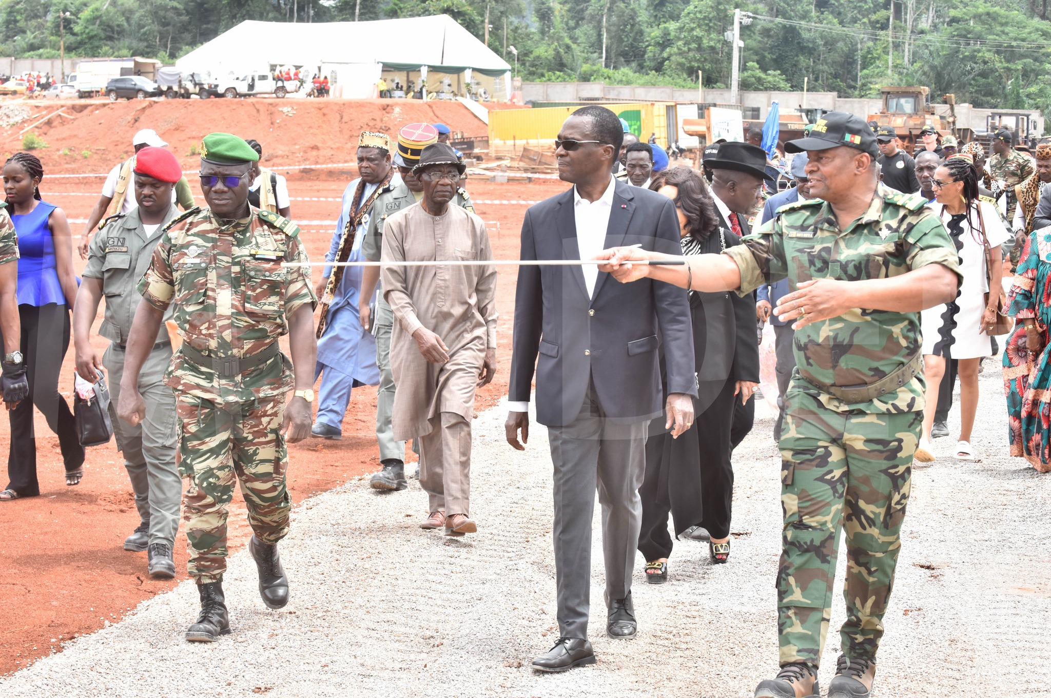 CONSTRUCTION WORKS AT THE EKOUM-ABANG SITE TO INHABIT THE PREMISES OF THE COMBINED SERVICES MILITARY ACADEMY, (EMIA) HAVE SEEN A STEADY PROGRESS, BARELY SIX MONTHS AFTER THE START OF THE PROJECT, PERMITTING THE 41st BATCH OF CADET OFFICERS OF THE PROBATIONARY YEAR TO GET TRAINED ON THE FIELD