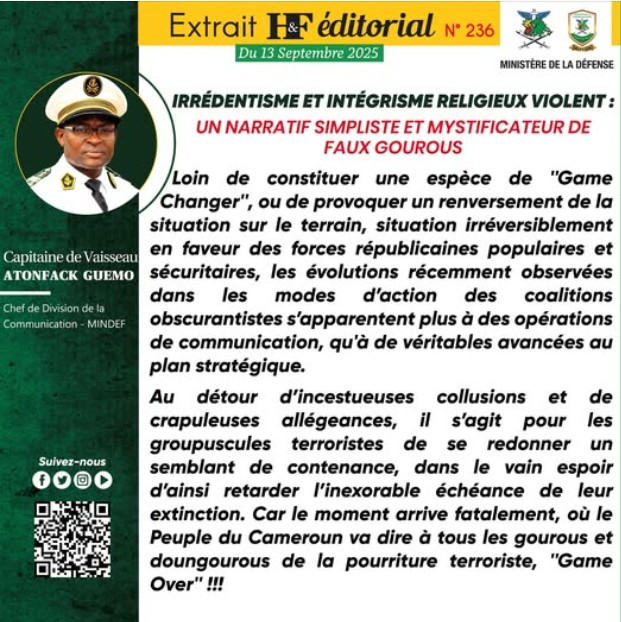 EDITORIAL H&F DU SAMEDI 13 SEPTEMBRE 2025