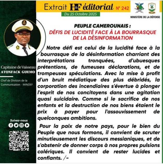 EDITORIAL H&F DU SAMEDI 25 OCTOBRE 2025