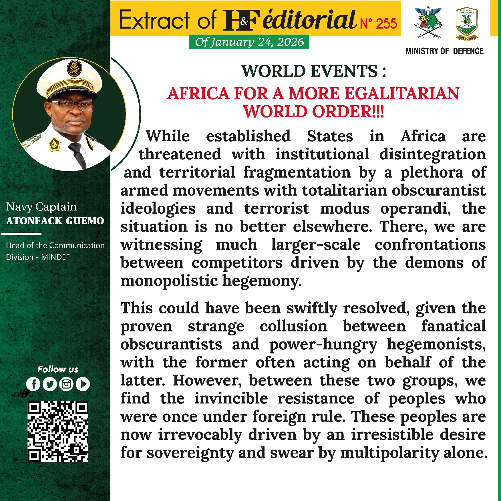 H&F EDITORIAL OF SATURDAY, 24 JANUARY 2026