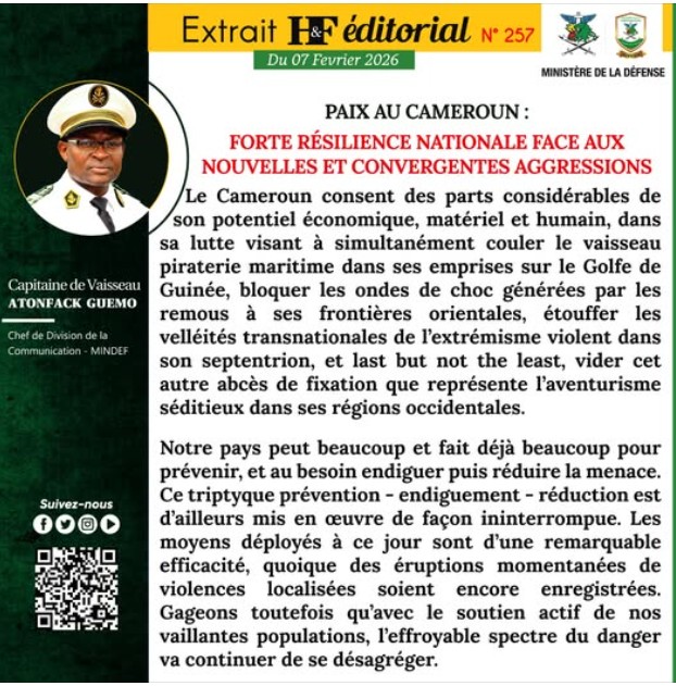 EDITORIAL H&F DU SAMEDI 07 FEVRIER 2026